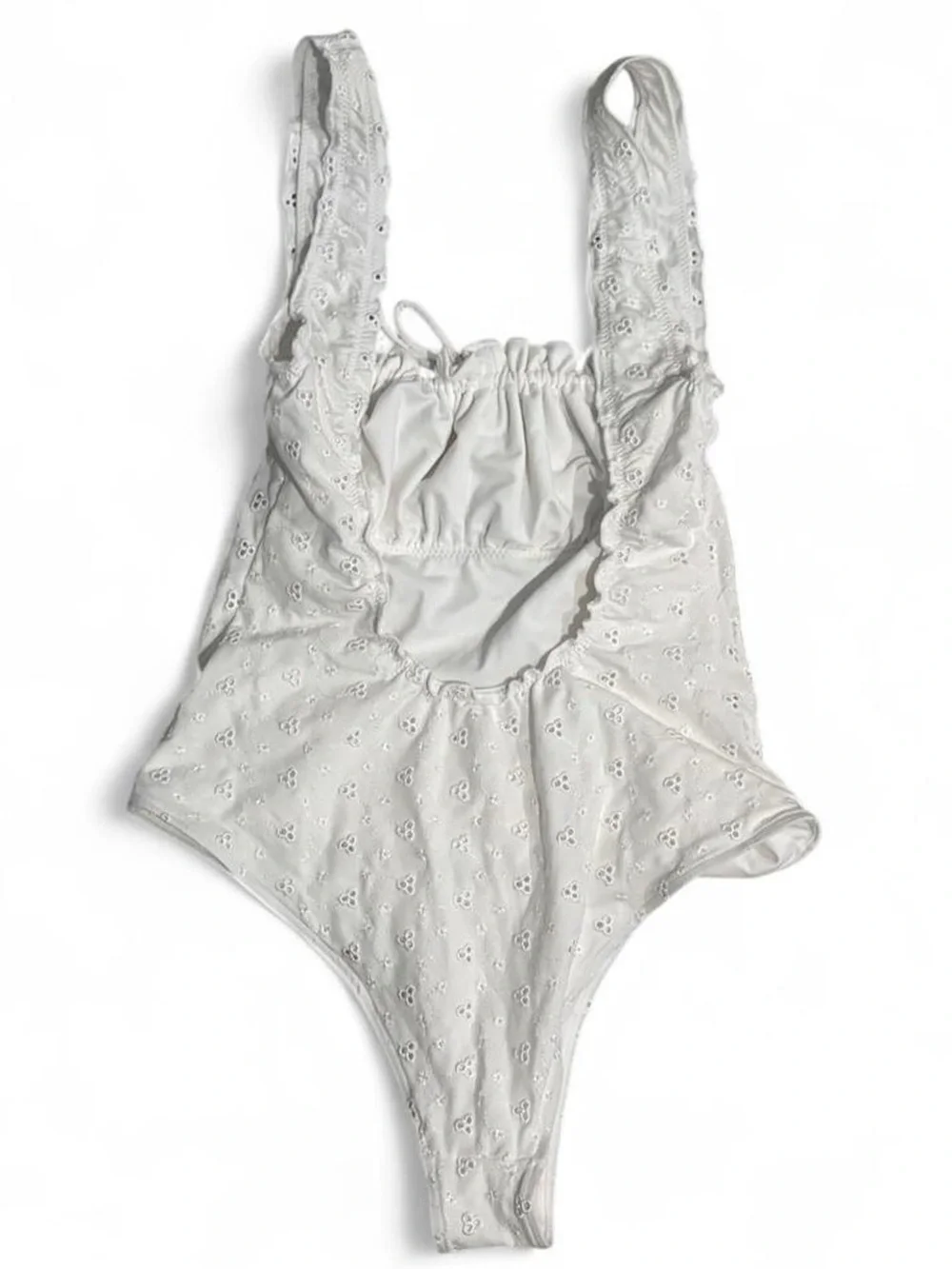 Frankies Bikinis x Gigi Hadid Fawn white eyelet one piece bathing suit